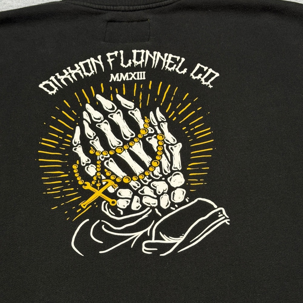 Dixxon Flannel Co Mens 2X Black Praying Skeleton Hands FleeceCrewneck Sweatshirt - Picture 7 of 16